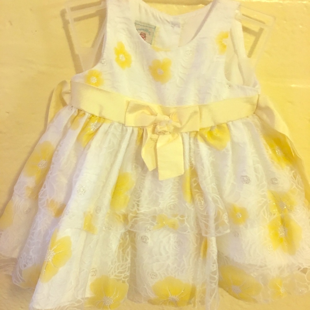 Yellow and white ruffle infant dress